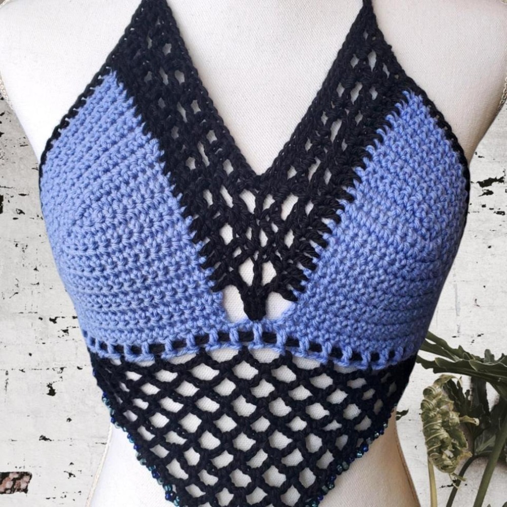 Handmade crochet boho chic festival crop top